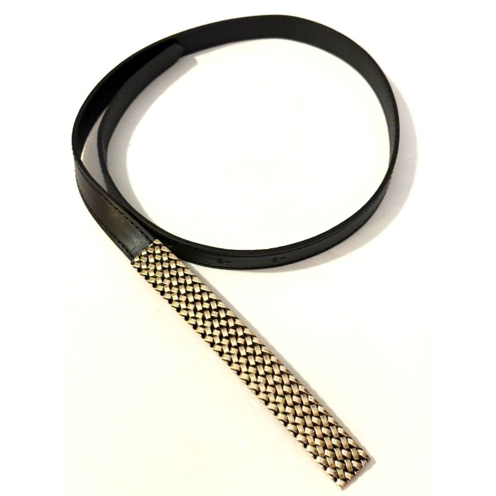 NWT Black Women’s Faux Leather Belt with Gold-Tone Detail fits 26-32”
